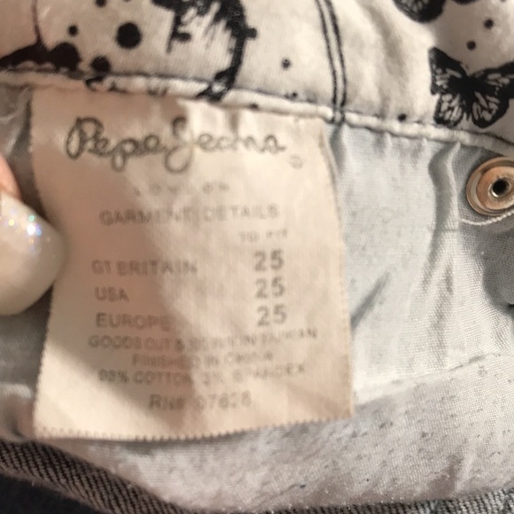 Pepe Jeans London Medium Wash Screen Print Pockets Straight Leg Jeans size 25 - Picture 10 of 12